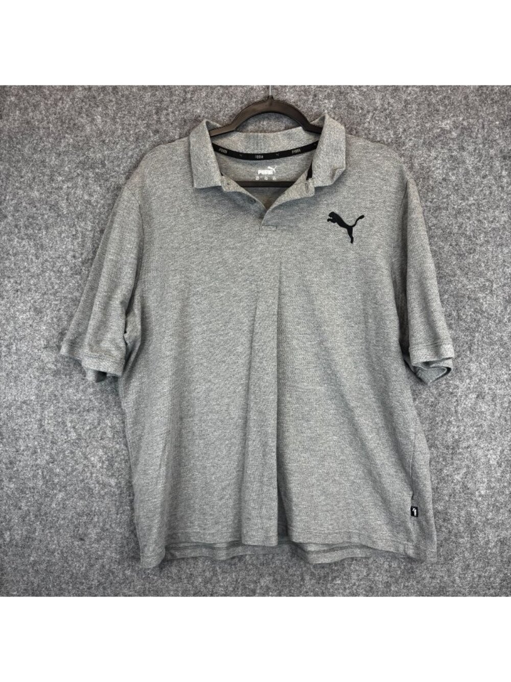 Puma Mens XL Tall Gray Polo Shirt Classic Fit Short Sleeves Embroidered Logo